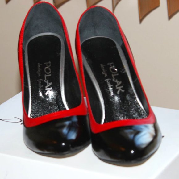 Black and Red Unique leather ladies comfort pumps - Picture 1 of 3